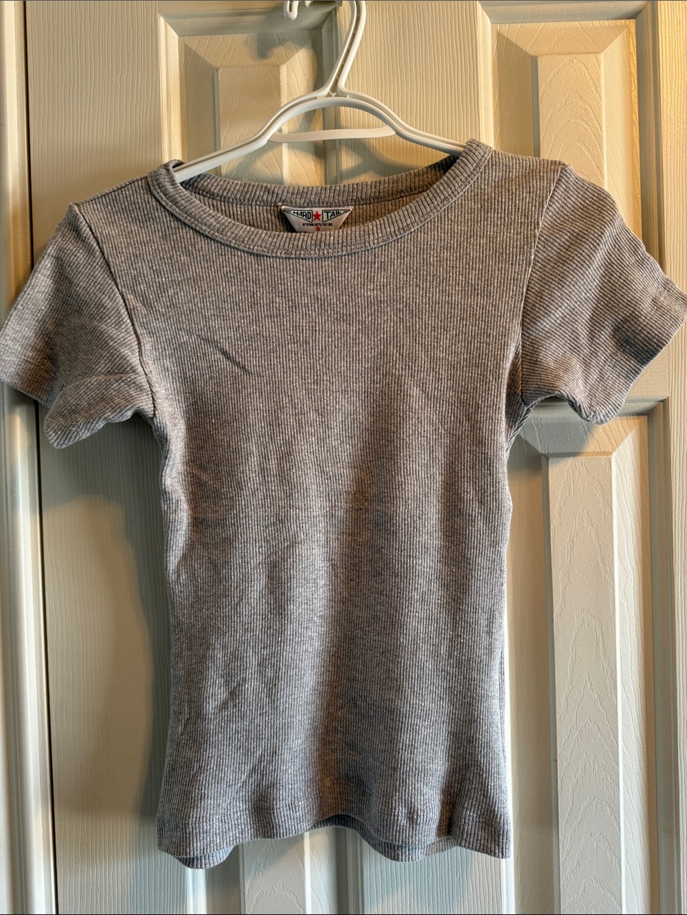 Hard Tail Gray Ribbed Short Sleeve Tee
